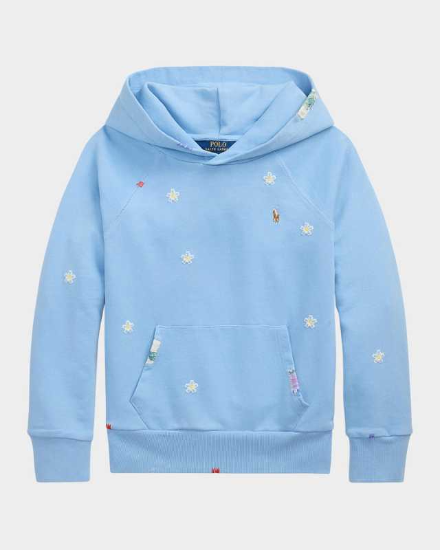 Girl's Floral Embroidered Hoodie, Size S-XL